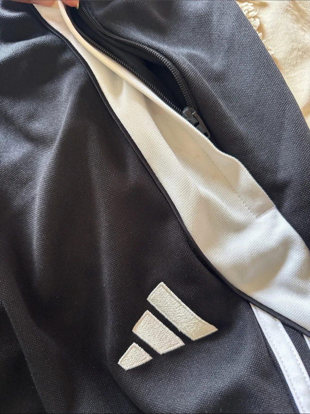 adidas Black and White Kids Joggers with Side Stripes